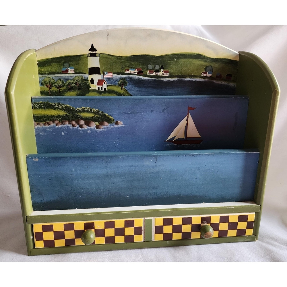 Nautical/Coastal Vintage Wall/Desk Mail Letter Organizer